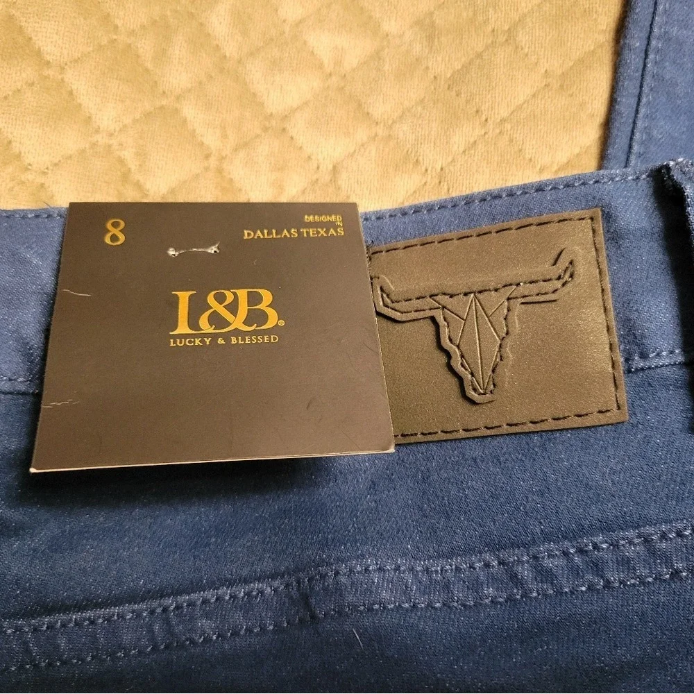 L&B Lucky and Blessed Denim Ripped‎ High Rise Ankle Skinny Size 8 NEW royal blue